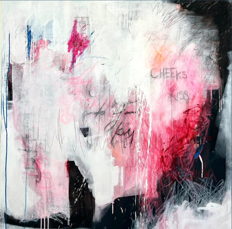 Vanessa Berlein - The Crush, Acrylic and Oil stick on Canvas, 115 x115 cm
